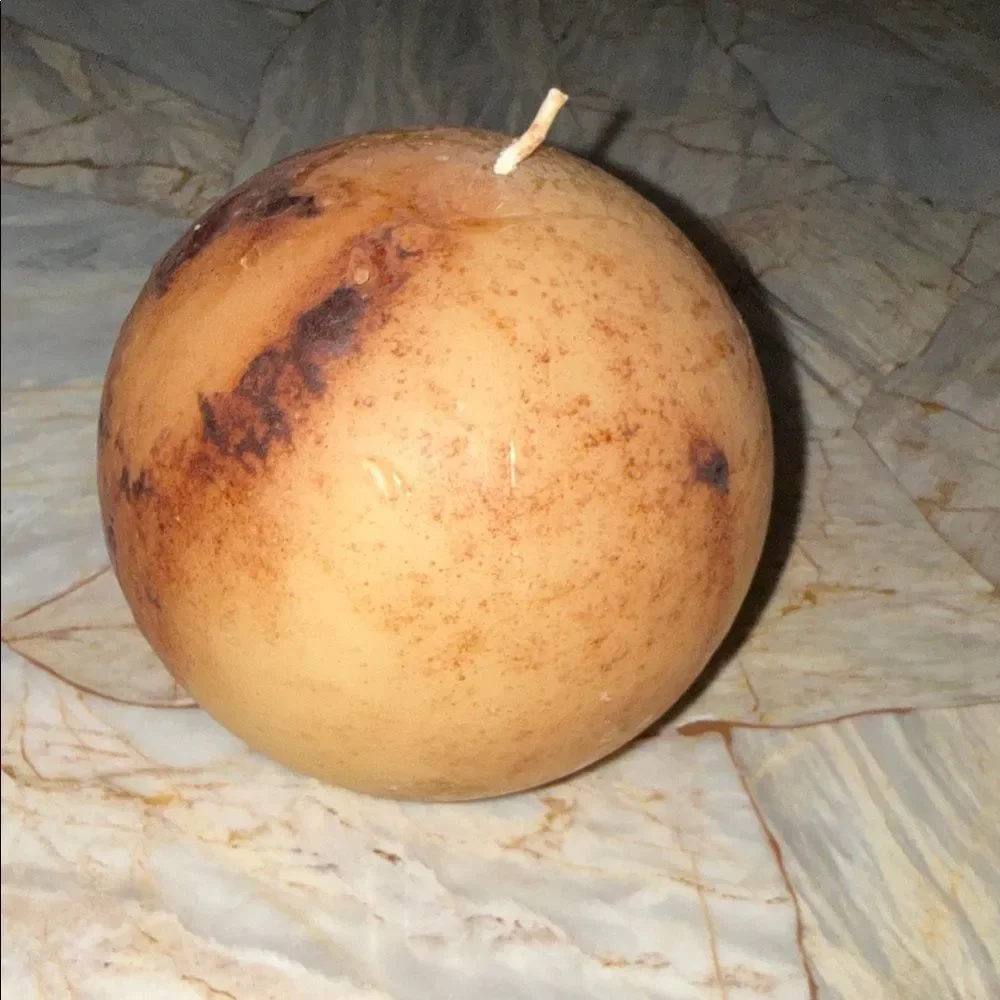 Rustic Brown Tan Spherical Ball Candle Textured‎ Primitive Home Decor 4 Inch